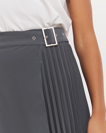 Charcoal Wrap Kilt Pleated Maxi Skirt