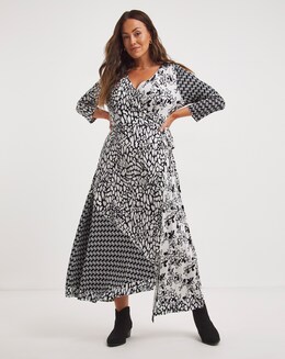 Joe Browns Black/White Melissa Wrap Jersey Maxi Dress