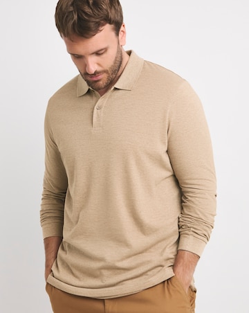 Long Sleeve Marl Pique Polo Long