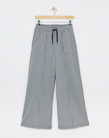 Houndstooth Stretch Ponte Pull On Wide Leg Trouser