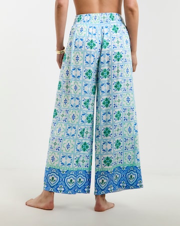 Beach To Beach Tile Print Wide Leg Beach Trousers