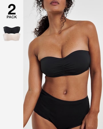 MAGISCULPT (2 Pack) Moulded Bandeau Wired Padded Bras (A-DD) Black/Blush
