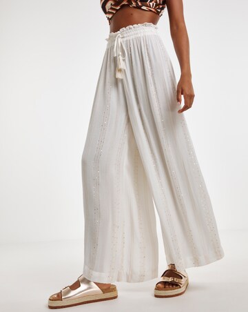 Beach to Beach Wide Leg Lurex Beach Trousers