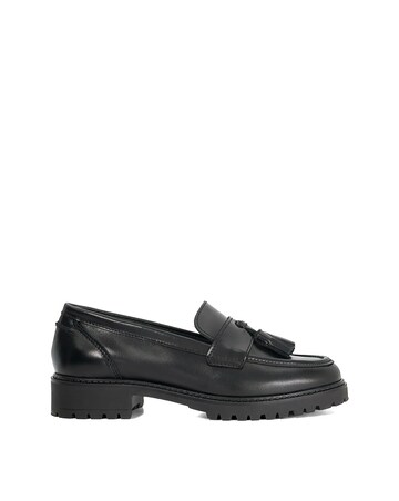 Dune Gracelyn Smooth Leather Tassel Loafers Wide Fit