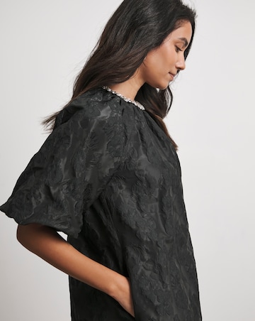 Joanna Hope Jacquard Shift Dress With Diamante Trim