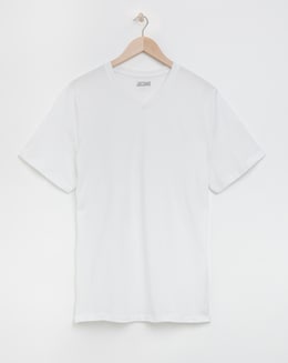 White V-Neck T-shirt Long