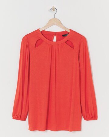 Keyhole Cut Out Raglan Sleeve Top