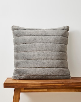 Large Ribbed Faux Fur Cushion