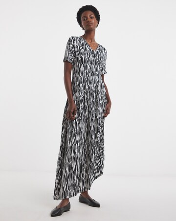 Soft Touch Jersey Tiered Asymmetrical Swing Dress