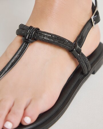 Simply Be Karma Diamante Sparkly Toe Post Sandals - Wide Fit (E)