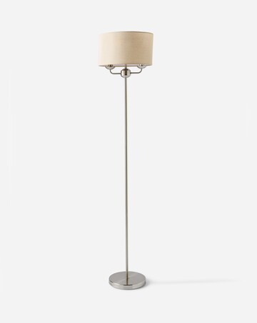 Fulford Brushed Silver & Linen Shade Floor Lamp