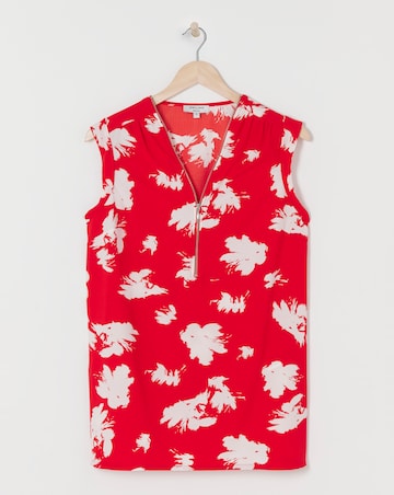 Printed Zip Front Top