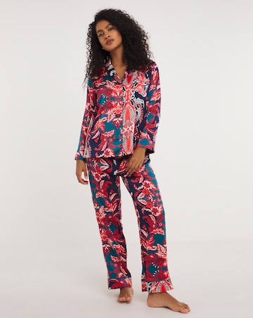 Stretch Satin Button Through Pyjama Set