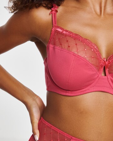 Pretty Secrets 2 Pack Rachel Embroidery Balcony Bras B-G - Raspberry/Natural