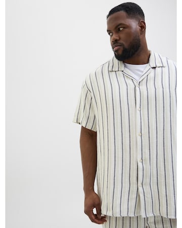 Jack & Jones Coba Stripe Resort Shirt - Natural