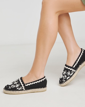 Jenner Embroidered Espadrille Shoes Wide E Fit