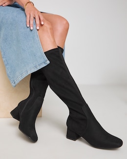 Demi Knee Kigh Heeled Boot - Wide Fit (E) &amp; Standard/Curvy Calf