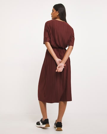 Burgundy Jersey Plisse Dress