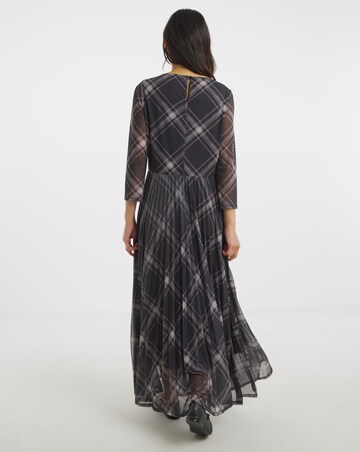 Mesh Pleated Ballet Slash Neck Dress
