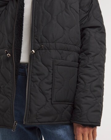 Black Reversible Borg Quilted Jacket