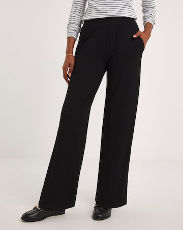 Black Pull On Stretch Jersey Straight Leg Trousers