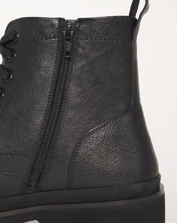 Milled Leather Lace Up Boot Wide Fit