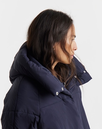 Navy Funnel Neck Padded Coat