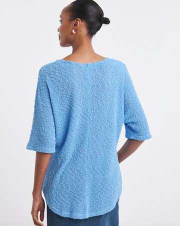 Popcorn Yarn V-neck Short Sleeve Top