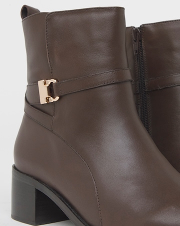 Miriam Low Block Heel Leather Ankle Boots with Trim - Extra Wide Fit (EEE)
