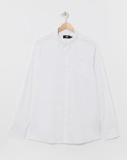 White Long Sleeve Button Down Poplin Shirt