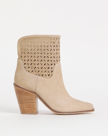 Joe Browns Natural Laser Cut Suede Cowboy Boot- Extra Wide Fit (EEE)