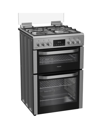 Hotpoint HDG6GDCWX 60cm Gas Double Cooker with Glass Lid Stainless Steel Install
