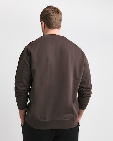 Relaxed Fit Garment Dyed Crew Sweatshirt- Chocolate