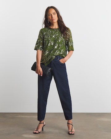 Joanna Hope Floral Sequin Top