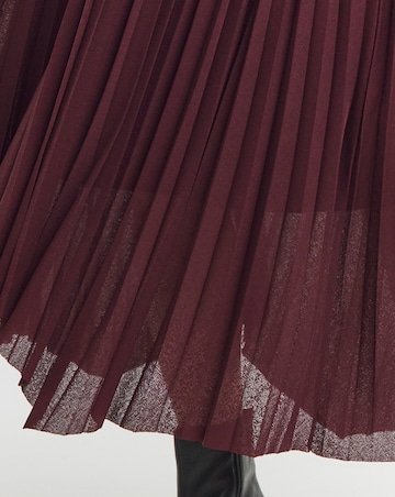 Burgundy Asymmetric Hem Jersey Midi Skirt