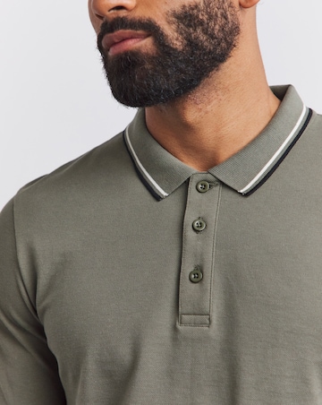 Long Sleeve Tipped Pique Polo Long