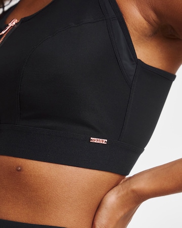 Figleaves Two Layer Zip Front Sports Bra (B-F) Black