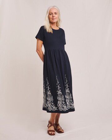 Julipa Pure Cotton Embroidered Hem Midi Dress