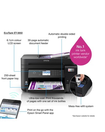 Epson EcoTank ET-3850 A4 Multifunction Wi-Fi Inkjet Printer