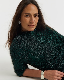 Pink Tinsel Short Sleeve Jumper