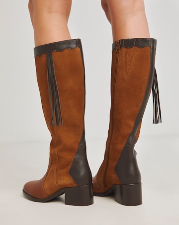 Joe Browns Brown Suede Knee High Boot- Extra Wide Fit (EEE) & Super Curvy Calf