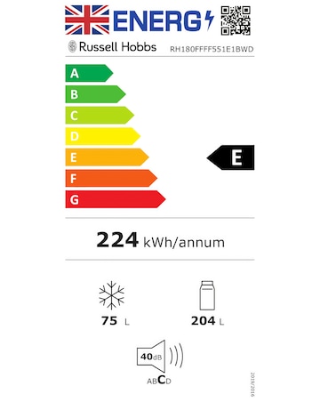 Russell Hobbs RH180FFFF551E1BWD Frost-Free Fridge Freezer with Water Dispenser