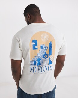 Jack &amp; Jones Mykonos Back Graphic T-Shirt - Cream