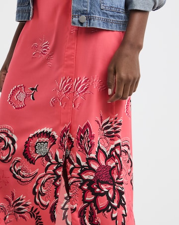 Border Print Midi Wrap Skirt