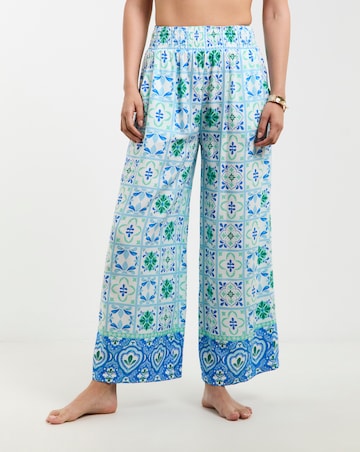 Beach To Beach Tile Print Wide Leg Beach Trousers