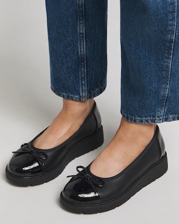 Heavenly Soles Josie Low Wedge Ballerina Shoe Wide E Fit