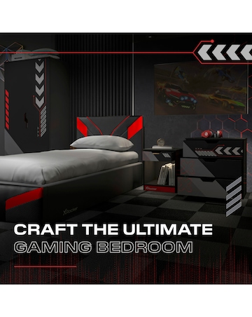 Octane Gaming Desk with Drawer Red