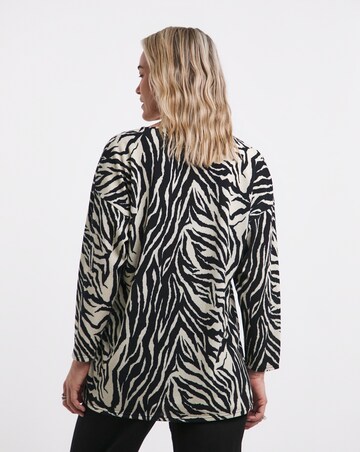 Zebra Print Soft Touch V Neck Longline Top