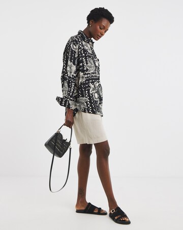 Printed Linen Mix Long Sleeve Shirt