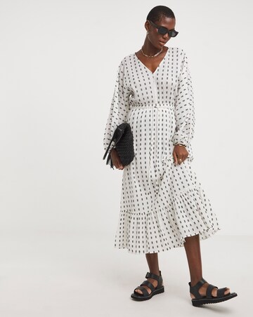 Cotton Dobby Balloon Sleeve Maxi Dress